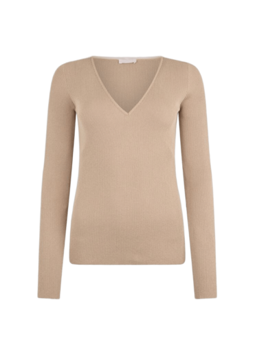 maglia donna costina manica lunga misto viscosa nocciola LIU JO