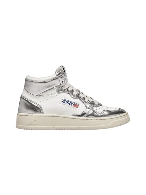 Sneakers Donna bianco e argento con tomaia bicolor AUTRY | AUMWWB18