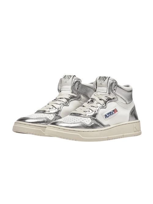 Sneakers Donna bianco e argento con tomaia bicolor AUTRY | AUMWWB18