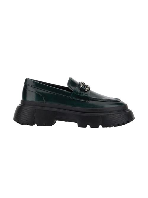 Mocassino Donna verde con H in metallo HOGAN | MOCASSINI | HXW6290EP20AKTT819