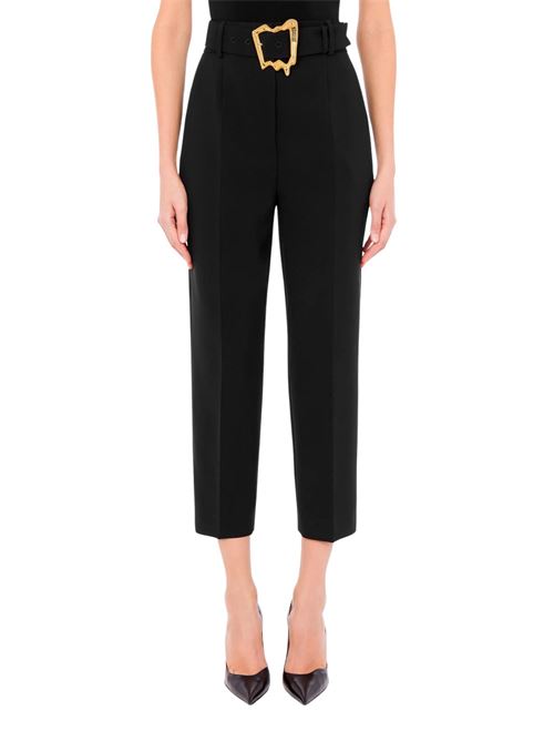 Pantaloni Donna nero con maxi fibbia placcata oro MOSCHINO COUTURE | 03055424A0555