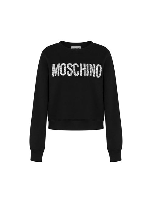 Felpa Donna nero con logo con perline MOSCHINO COUTURE | 17035428A1555