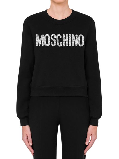 Felpa Donna nero con logo con perline MOSCHINO COUTURE | 17035428A1555