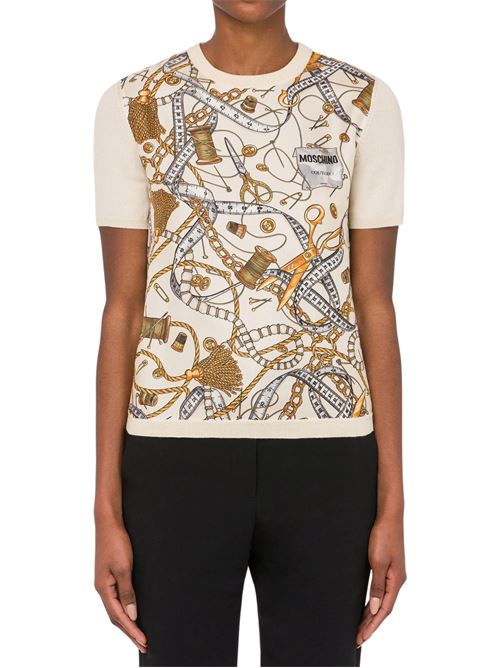 T-Shirt Donna avorio con stampa sul davanti MOSCHINO COUTURE | J091755001004
