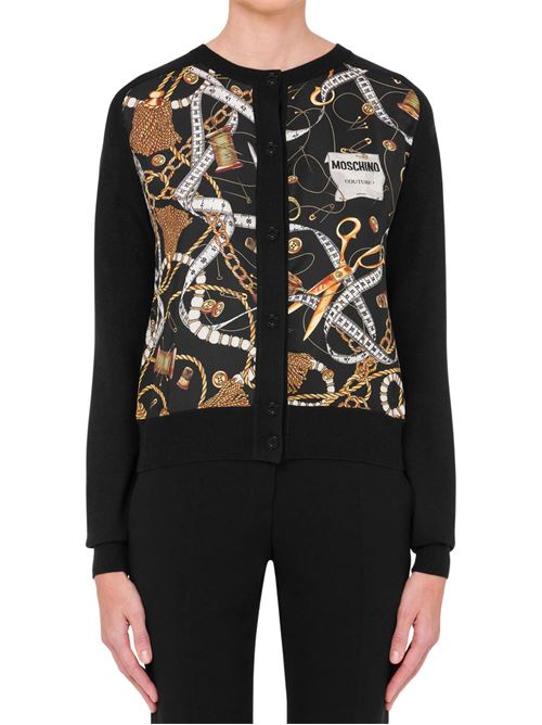 Cardigan Donna nero in lana merino MOSCHINO COUTURE | J091755001555