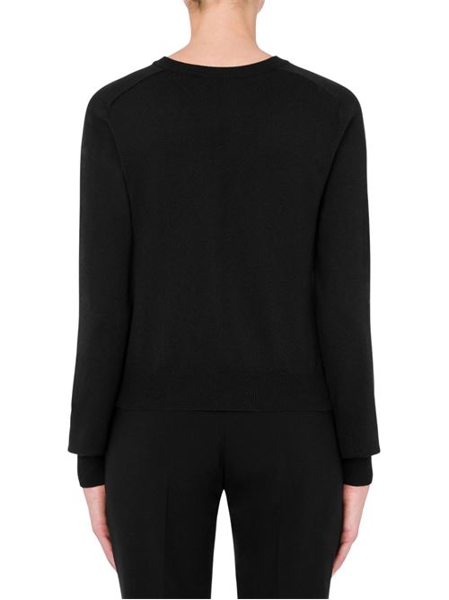 Cardigan Donna nero in lana merino MOSCHINO COUTURE | J091755001555