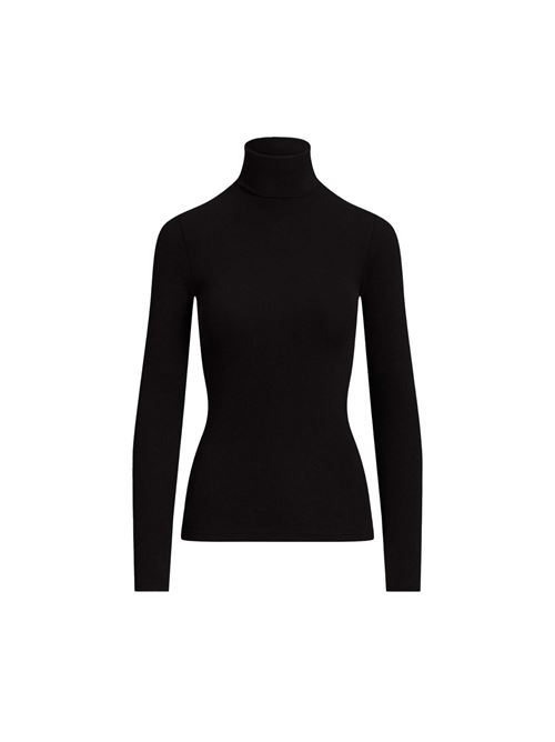 Maglione Donna nero con dettagli a coste POLO RALPH LAUREN | MAGLIERIA | 211814422003