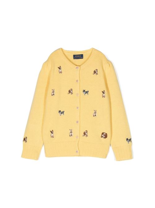 Cardigan Bambina giallo con ricamo all over POLO RALPH LAUREN | MAGLIERIA | 312916553001
