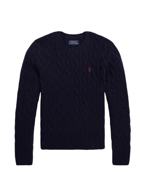 Maglione Bambina blu con orlo a coste POLO RALPH LAUREN | MAGLIERIA | 313877375006