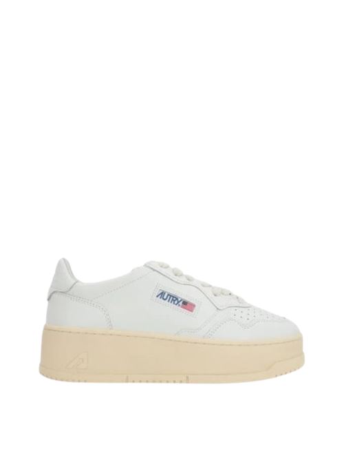 Sneakers Platform da donna bianche in pelle con plateau e talloncino bianco AUTRY | PTLWLL15
