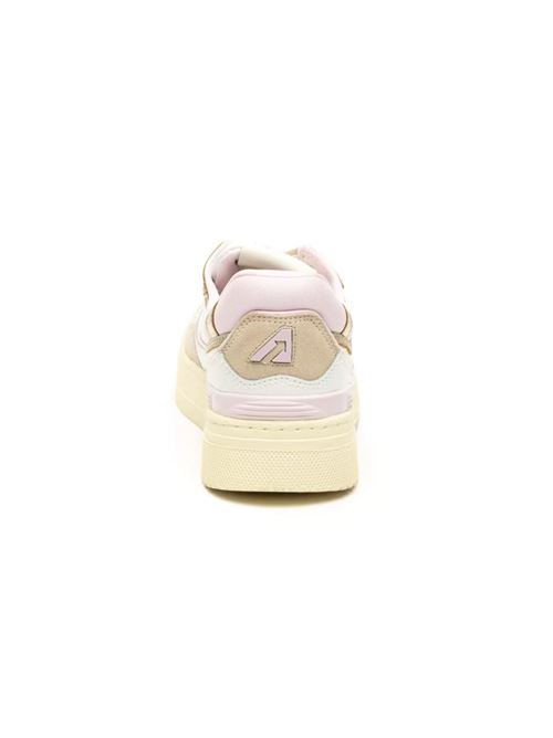 Sneakers da donna in pelle bianco/rosa e inserti oro AUTRY | ROLWMM42