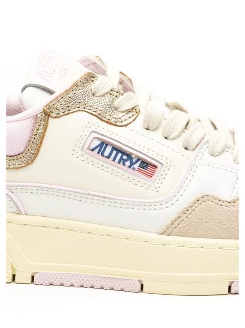 Sneakers da donna in pelle bianco/rosa e inserti oro AUTRY | ROLWMM42