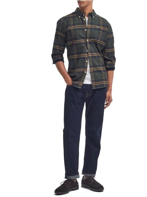 Camicia da uomo in cotone fantasia tartan verde BARBOUR | MSH5035MSHOL51