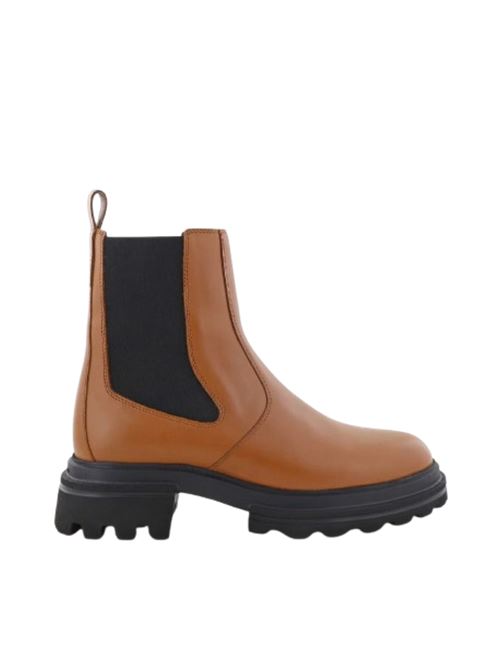 Stivaletti da donna con banda elastica color cuoio HOGAN | STIVALETTI | HXW6740FM006LOS018