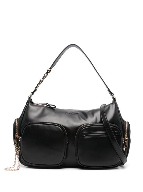 Borsa mini a spalla donna nera in eco pelle con logo dorato in metallo sulla tracolla LIU JO | BORSE A SPALLA | AF4107-E003922222