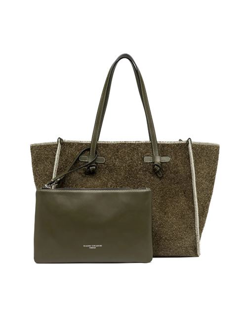 Borsa shopping donna color verde con manici in pelle GIANNI CHIARINI | 11100LODEN1145