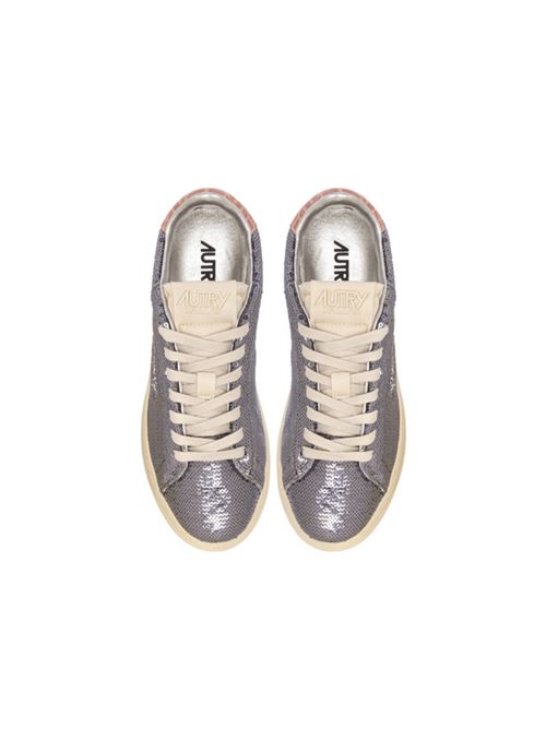 Sneakers da donna in pelle con paillettes, color lilla metalizzato AUTRY | ADLWTI02