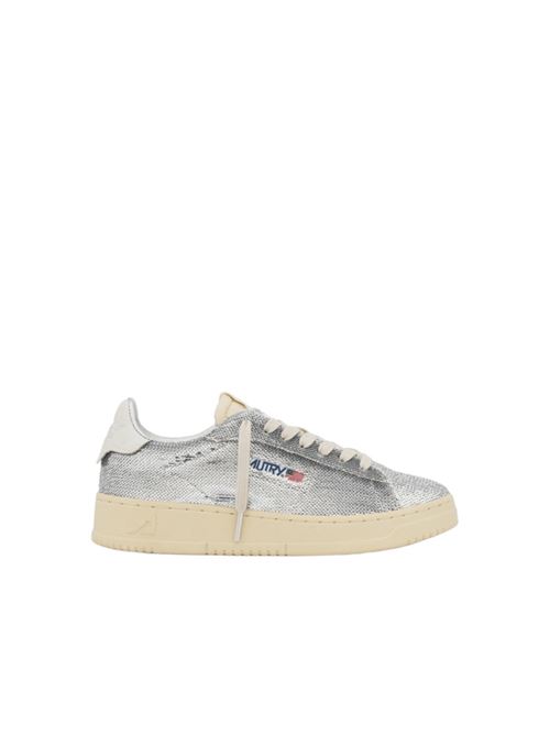 Sneakers da donna in pelle con paillettes, color argento AUTRY | ADLWTI05