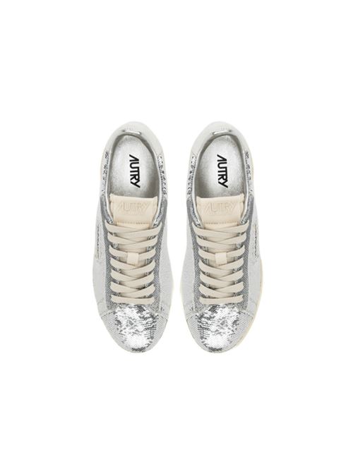 Sneakers da donna in pelle con paillettes, color argento AUTRY | ADLWTI05