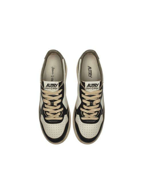 sneakers da uomo in pelle vintage colore bianco/nero/verde AUTRY | AVLMSV46