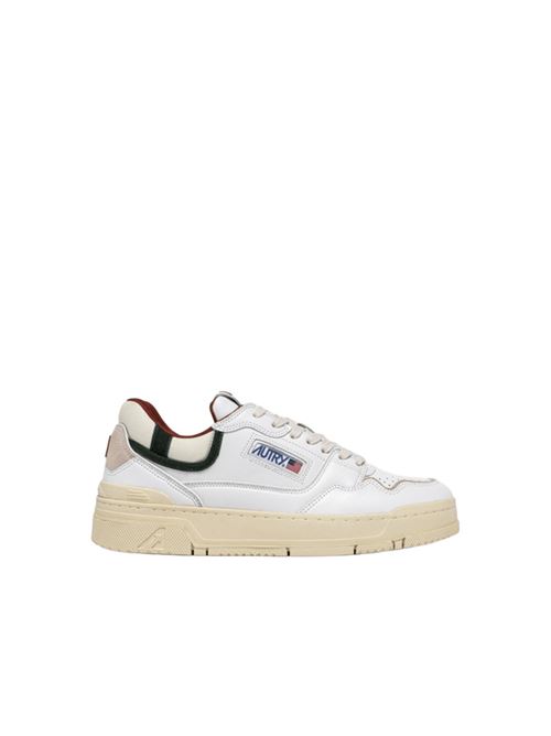 Sneakers da donna in pelle bianca con inserti in suede verde /beige AUTRY | ROLMMY07