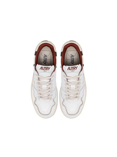 Sneakers da donna in pelle bianca con inserti in suede verde /beige AUTRY | ROLMMY07