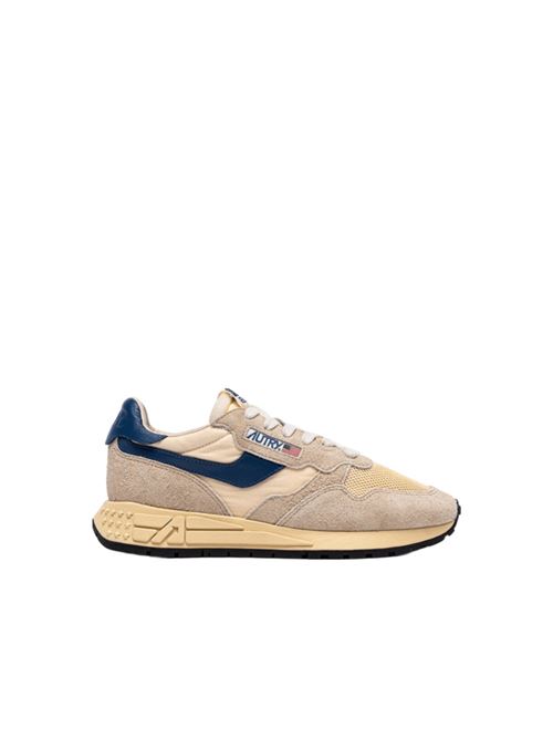 sneakers da uomo in nylon e camoscio beige e pelle blu AUTRY | WWLMUT27