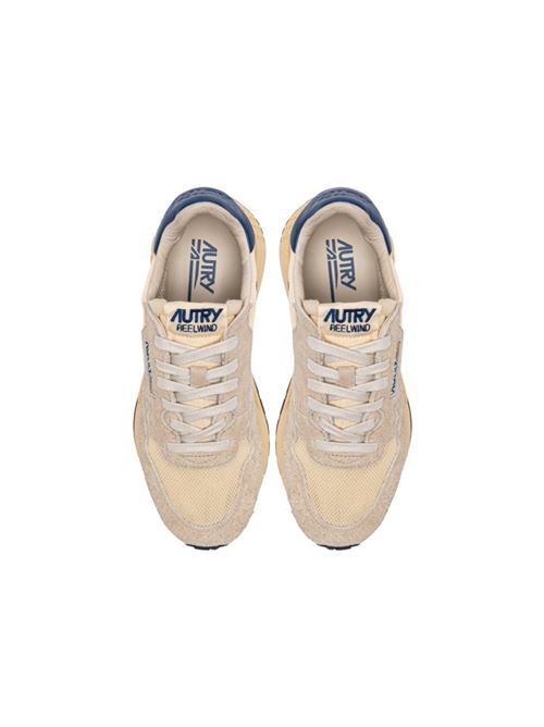 sneakers da uomo in nylon e camoscio beige e pelle blu AUTRY | WWLMUT27