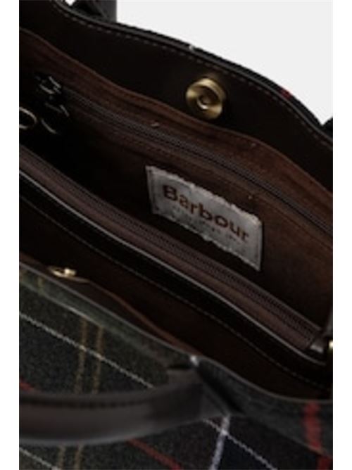 Borsa da donna a mano/ tracolla in tessuto effetto tartan nei toni del verde. BARBOUR | LBA0423LBAOL91