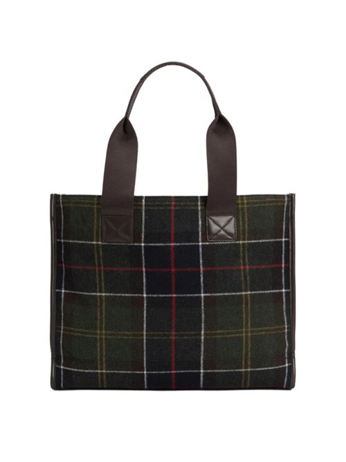Borsa da donna a mano/spalla in misto lana motivo tartan colore verde oliva BARBOUR | LBA0424LBAOL91