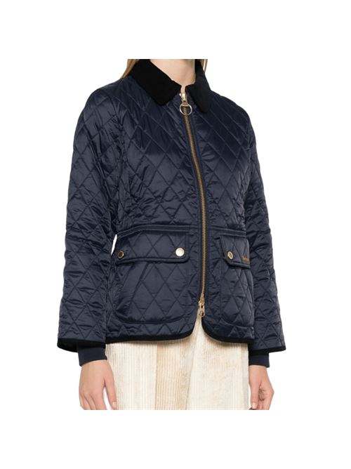 Giacca da donna trapuntata con le tasche applicate e profili in velluto colore blu BARBOUR | LQU1765LQUNY71