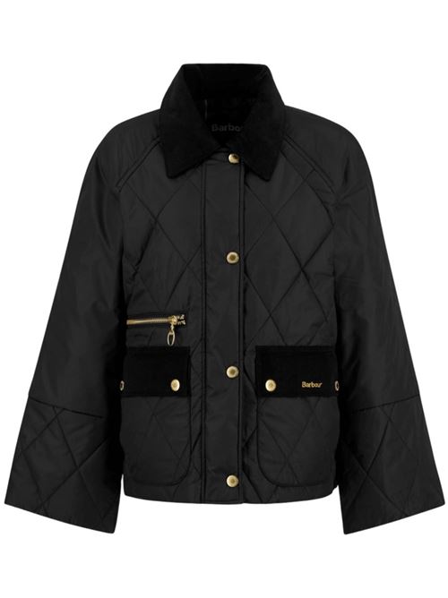 Giacca da donna trapuntata con colletto e tadsche in velluto colore nero BARBOUR | LQU1840LQUBK11