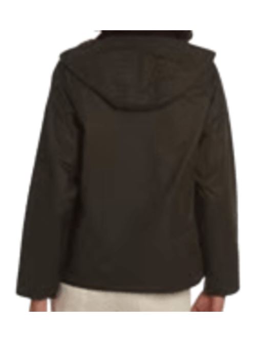 Giacca da donna con cappuccio staccabile e colletto in velluto in cotone cerato color verde oliva BARBOUR | LWX1081LWXOL71