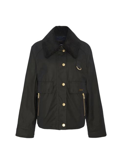 Giacca corta da donnain cotone cerato con colletto oversize in velluto colore nero BARBOUR | LWX1333BK71
