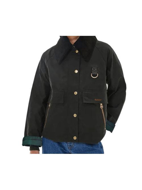 Giacca corta da donnain cotone cerato con colletto oversize in velluto colore nero BARBOUR | LWX1333BK71