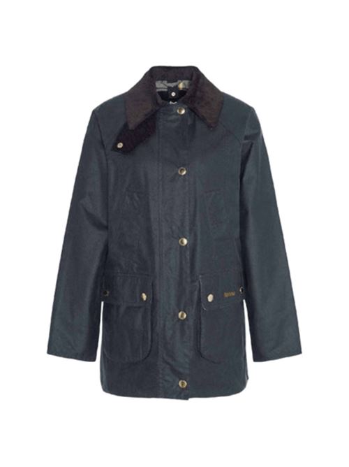 Giacca da donna in cotone cerato con maxi colletto in velluto e due spacchi posteriori color verde salvia BARBOUR | LWX1402LWXSG51