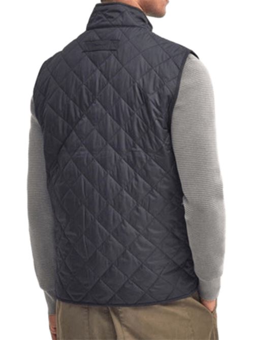 Gilet da uomo con tasche a toppa e colletto a listino in tessuto trapuntato a rombi colore blu navy BARBOUR | MGI0245MGINY71