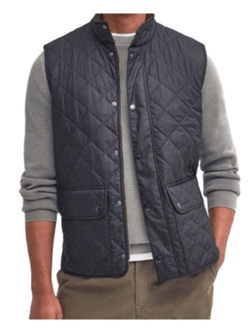 Gilet da uomo con tasche a toppa e colletto a listino in tessuto trapuntato a rombi colore blu navy BARBOUR | MGI0245MGINY71
