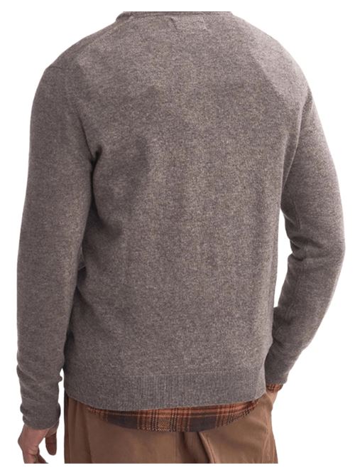 Maglia da uomo girocollo in lana logo ricamato in tinta colore marrone chiaro BARBOUR | MKN0345MKNBR17
