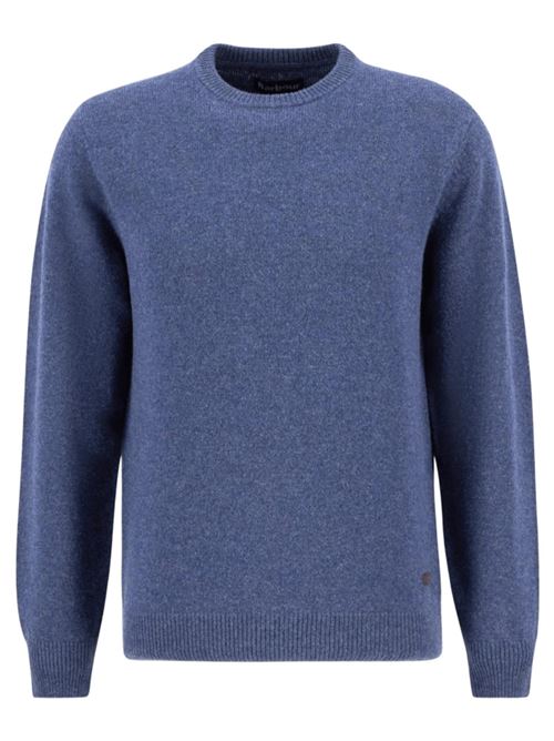 Maglia da uomo in lana, girocollo con toppe in alcantara sui gomiti colore blu indigo BARBOUR | MKN0584MKNIN72