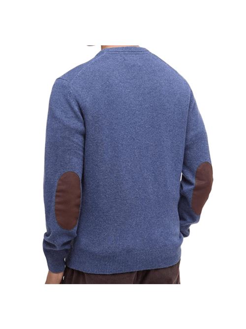 Maglia da uomo in lana, girocollo con toppe in alcantara sui gomiti colore blu indigo BARBOUR | MKN0584MKNIN72