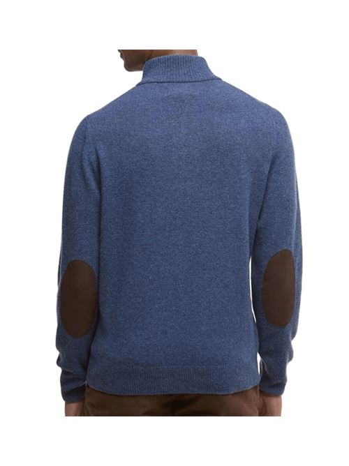 Maglia da uomo in lana con mezza zip e toppe sui gomiti colore blu indigo BARBOUR | MKN0585MKNIN72
