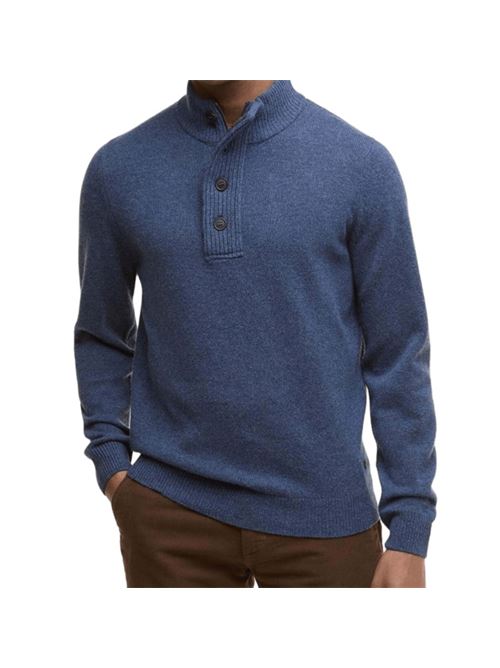 Maglia da uomo in lana con mezza zip e toppe sui gomiti colore blu indigo BARBOUR | MKN0585MKNIN72