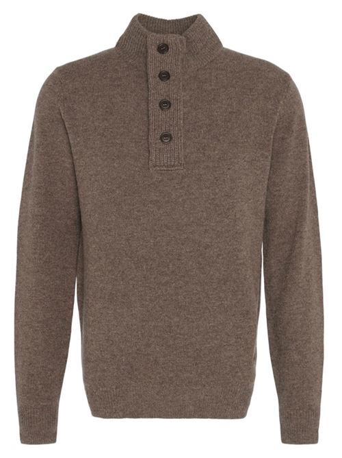 Maglia da uomo in lana con mezza zip e toppe sui gomiti colore marrone chiaro BARBOUR | MKN0585MKNST71