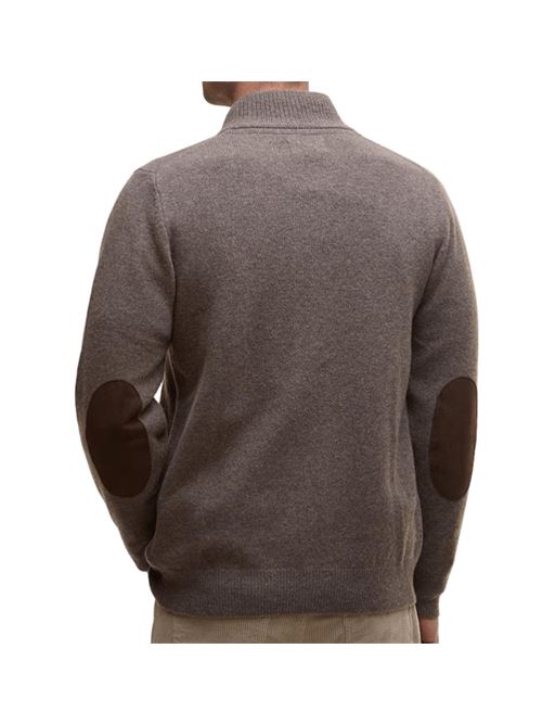 Cardigan da uomo in lana con chiusura con zip e bottoni e tasche sui gomiti colore grigio scuro BARBOUR | MKN0731MKNST52