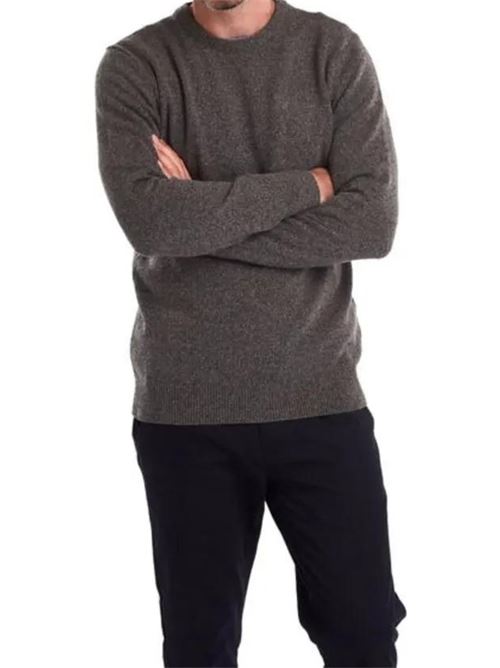 Maglia da uomo girocollo in misto lana ad effetto tweed color grigio scuro BARBOUR | MKN0844MKNGY78