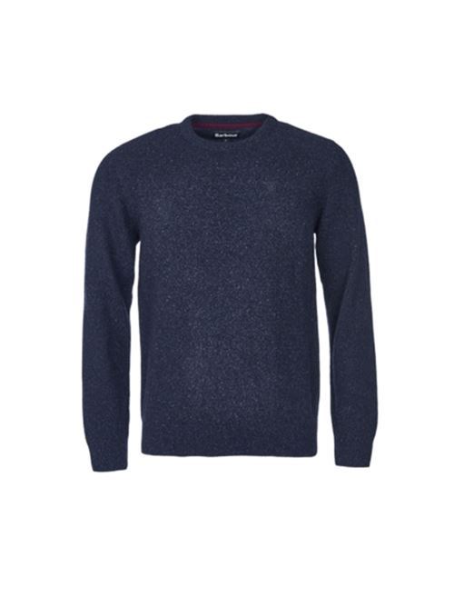 Maglia da uomo girocollo in misto lana ad effetto tweed color blu navy BARBOUR | MKN0844MKNNY91