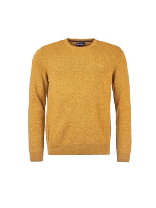 Maglia da uomo girocollo in misto lana ad effetto tweed color senape BARBOUR | MKN0844MKNOR33