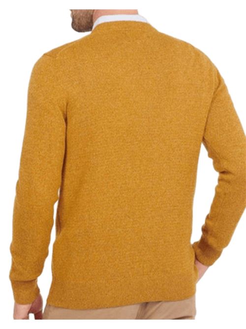 Maglia da uomo girocollo in misto lana ad effetto tweed color senape BARBOUR | MKN0844MKNOR33