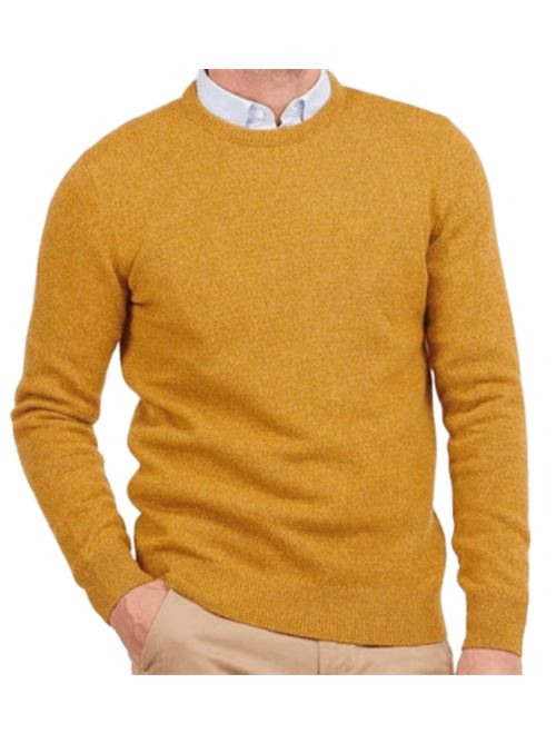 Maglia da uomo girocollo in misto lana ad effetto tweed color senape BARBOUR | MKN0844MKNOR33